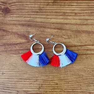 Patriotic Silver Hoop Earrings